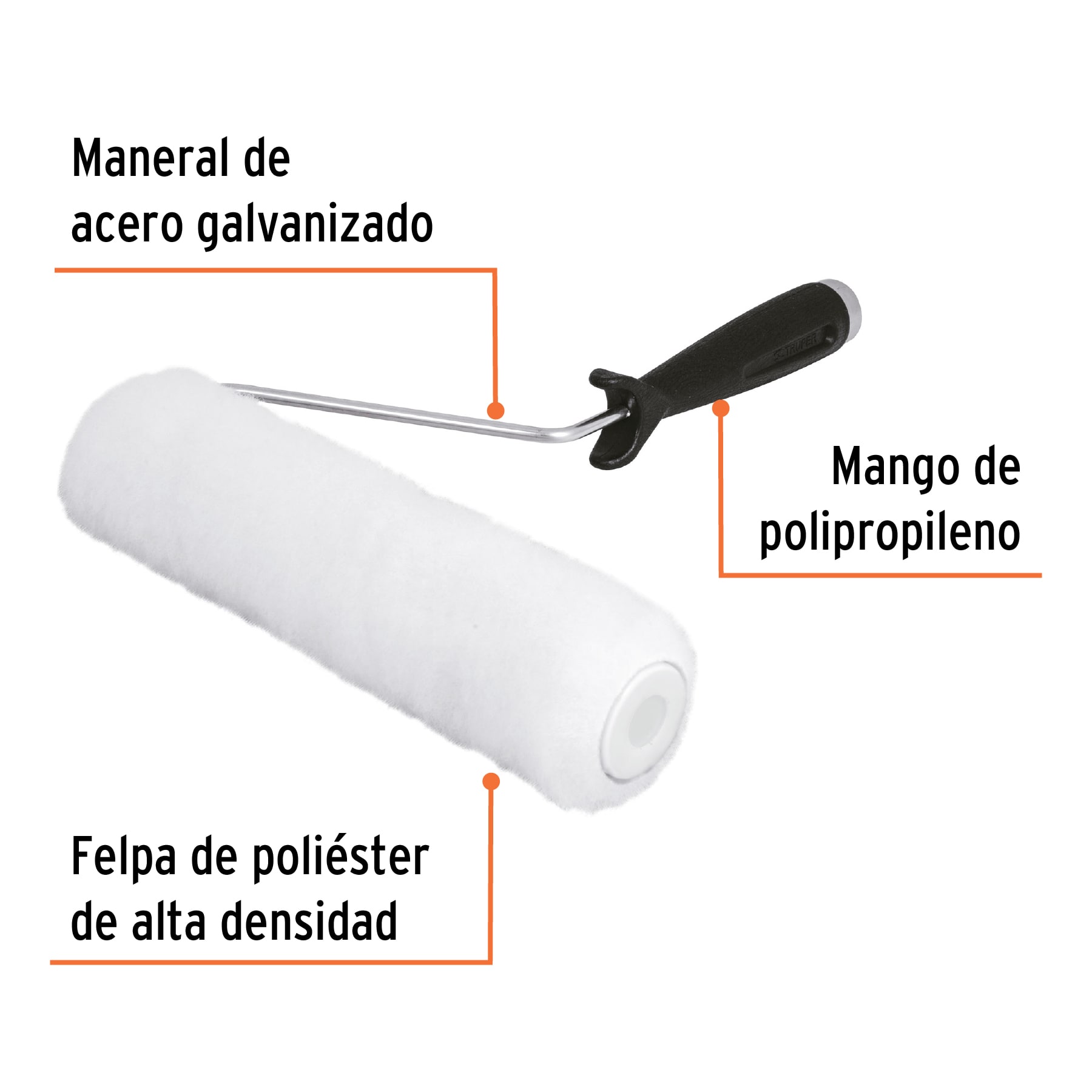 Rodillo para pintar 9 x 3/8' superficies lisas, TRUPER - Imagen 2
