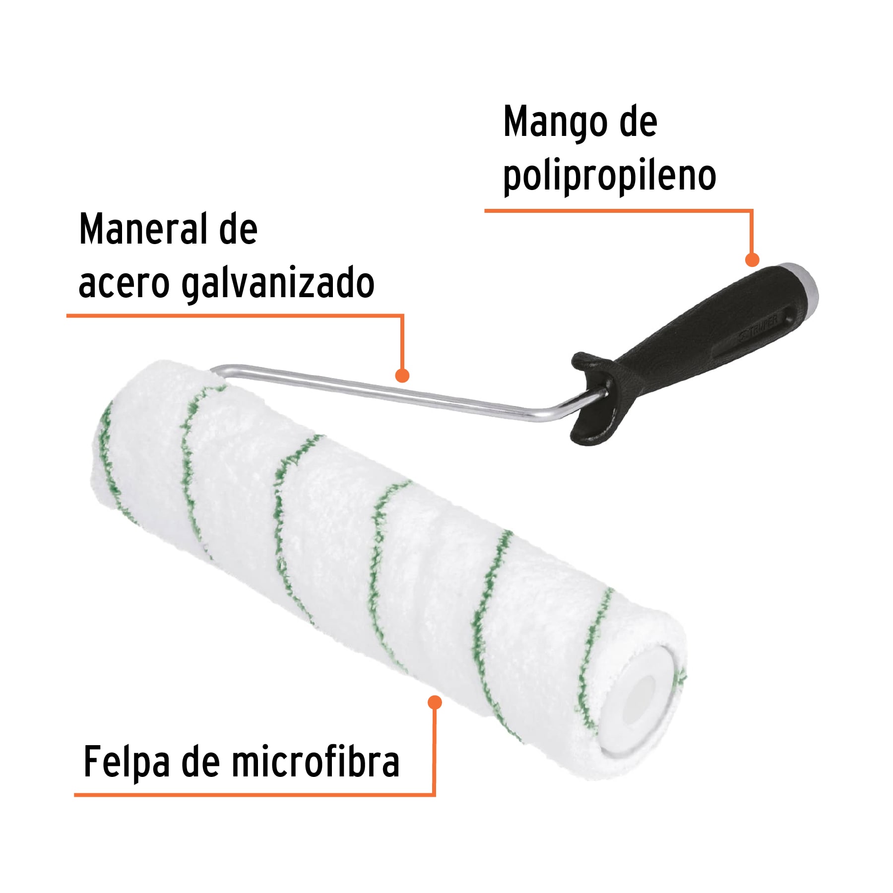 Rodillo para pintar 9 x 3/8' microfibra, sup. poco rugosas - Imagen 2