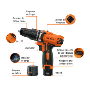 Rotomartillo/destornillador compacto 3/8', 12V, 1 bat 2Ah - Imagen 2