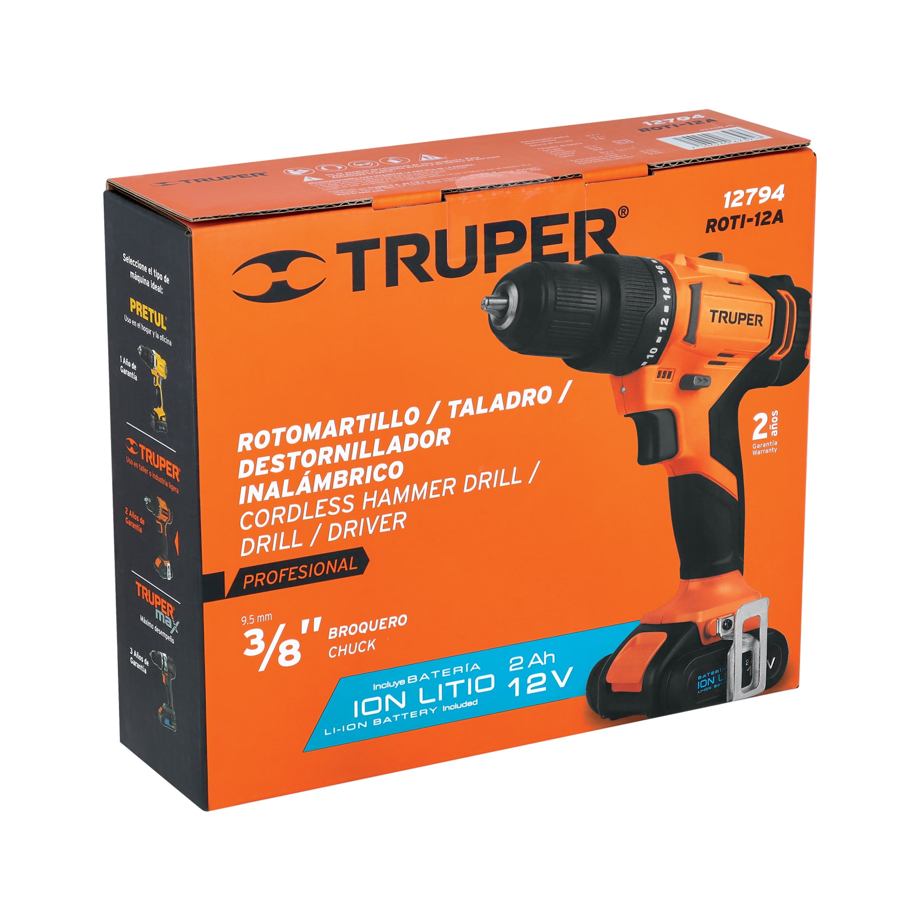 Rotomartillo/destornillador 3/8', 12V, 1 bat 2 Ah, PRO - Imagen 4