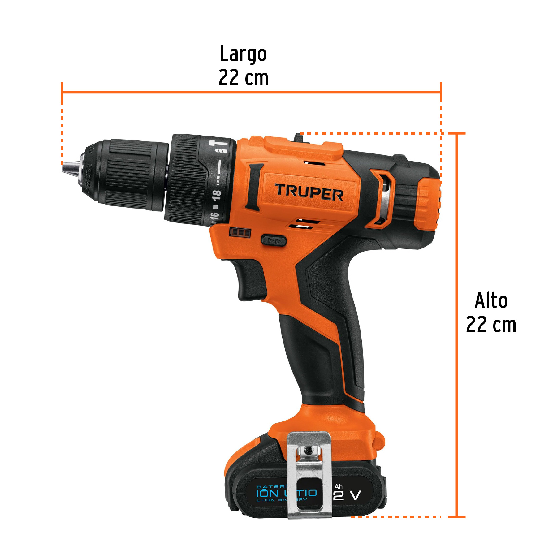 Rotomartillo/destornillador 3/8', 12V, 1 bat 2 Ah, PRO - Imagen 3