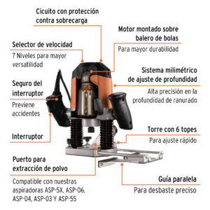 Alternative view of Router (Rebajadora) 1200W, 1-3/4 HP, TRUPER PRO