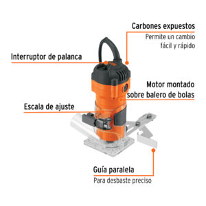 Alternative view of Router (rebajadora) compacto 600 W, 3/4 HP, TRUPER PRO