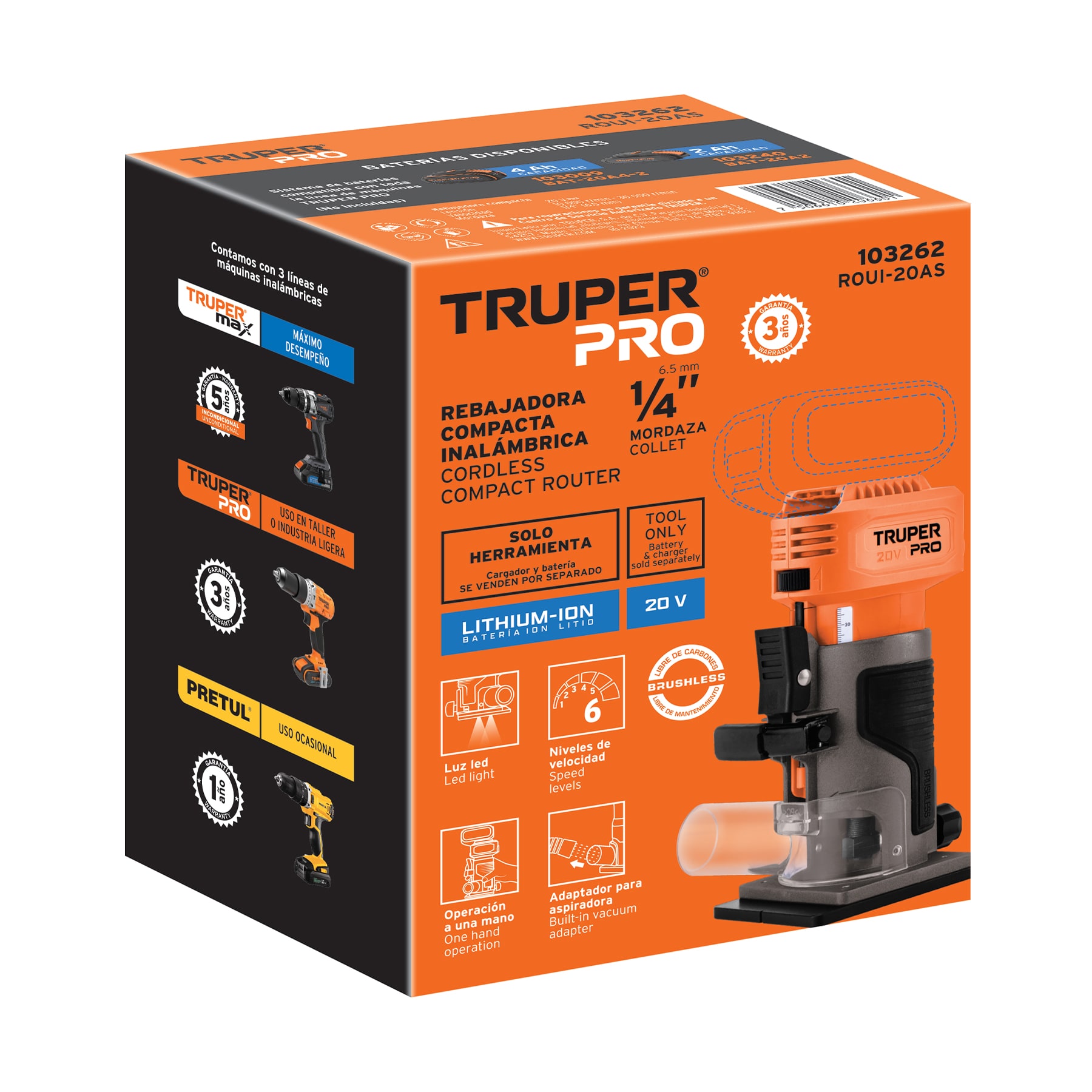 Router (Rebajadora) 1/4', sin accesorios, TRUPER PRO - Imagen 4
