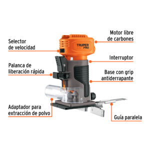 Alternative view of Router (Rebajadora) 1/4', sin accesorios, TRUPER PRO