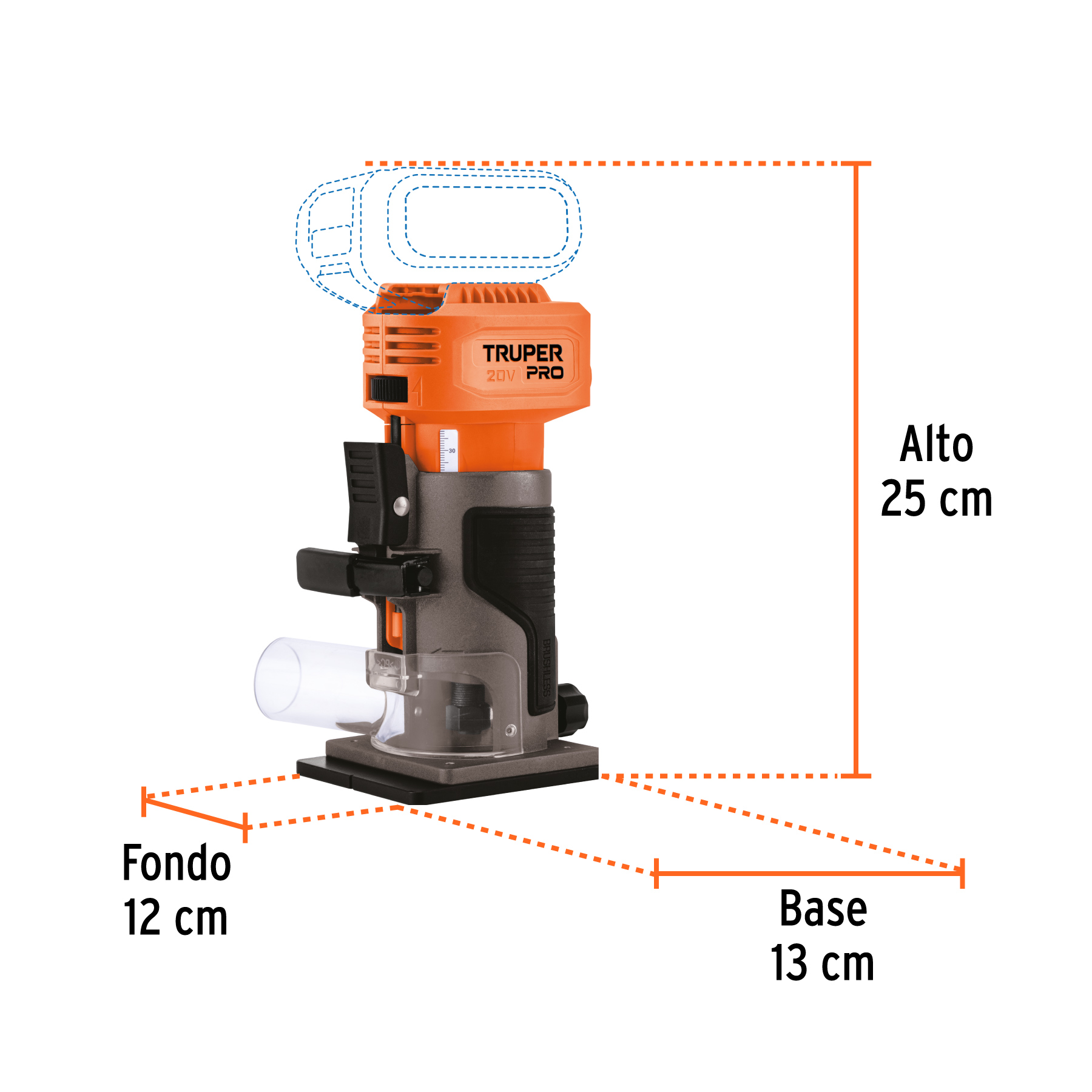 Router (Rebajadora) 1/4', sin accesorios, TRUPER PRO - Imagen 3