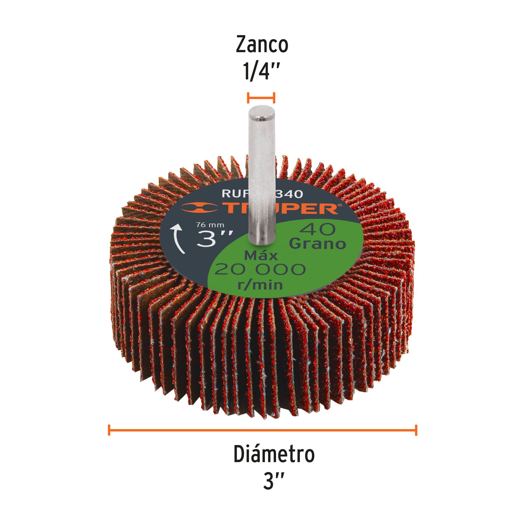 Rueda flap de 3', grano 40, TRUPER - Imagen 2