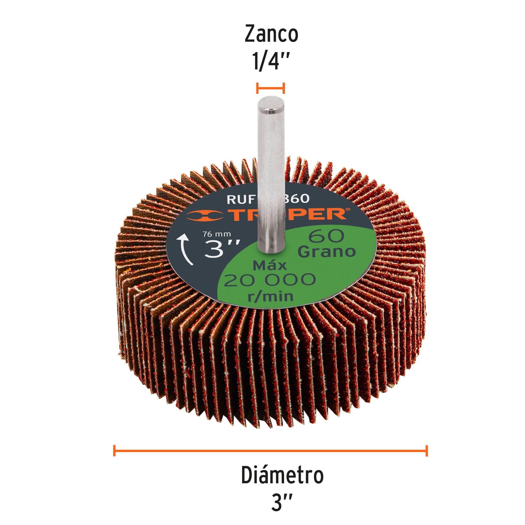 Rueda flap de 3', grano 60, TRUPER - Imagen 2