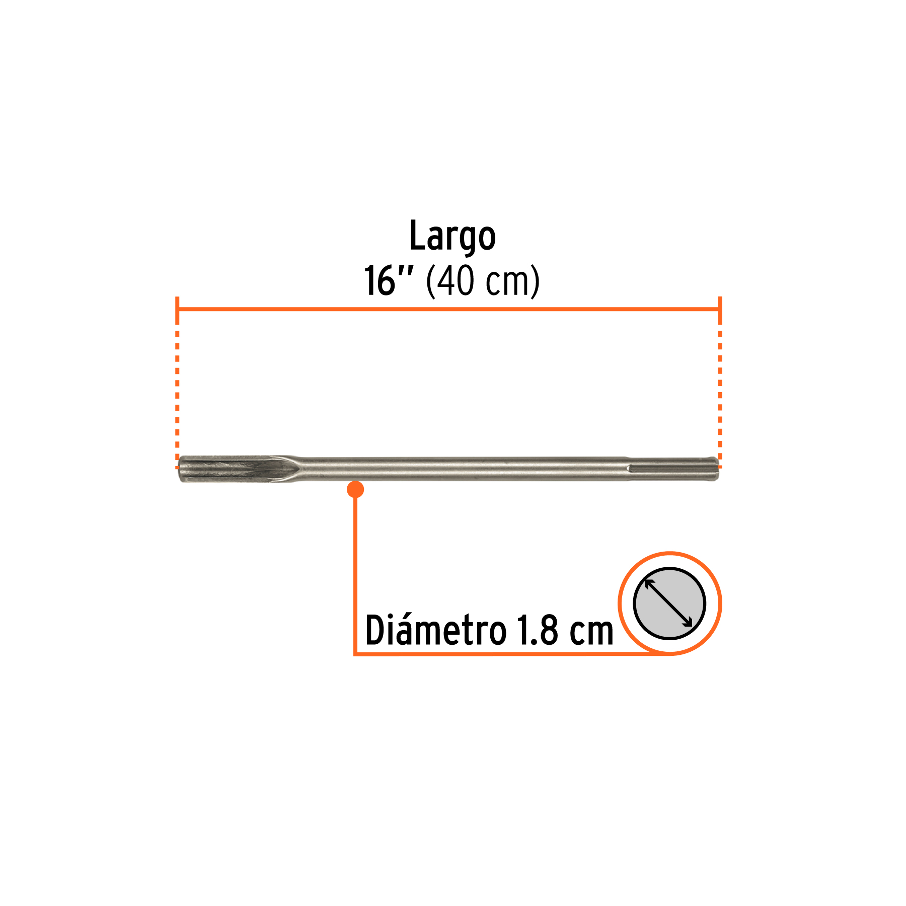 Cincel hueco para acanalado SDS max 7/8' x 16', TRUPER - Imagen 2