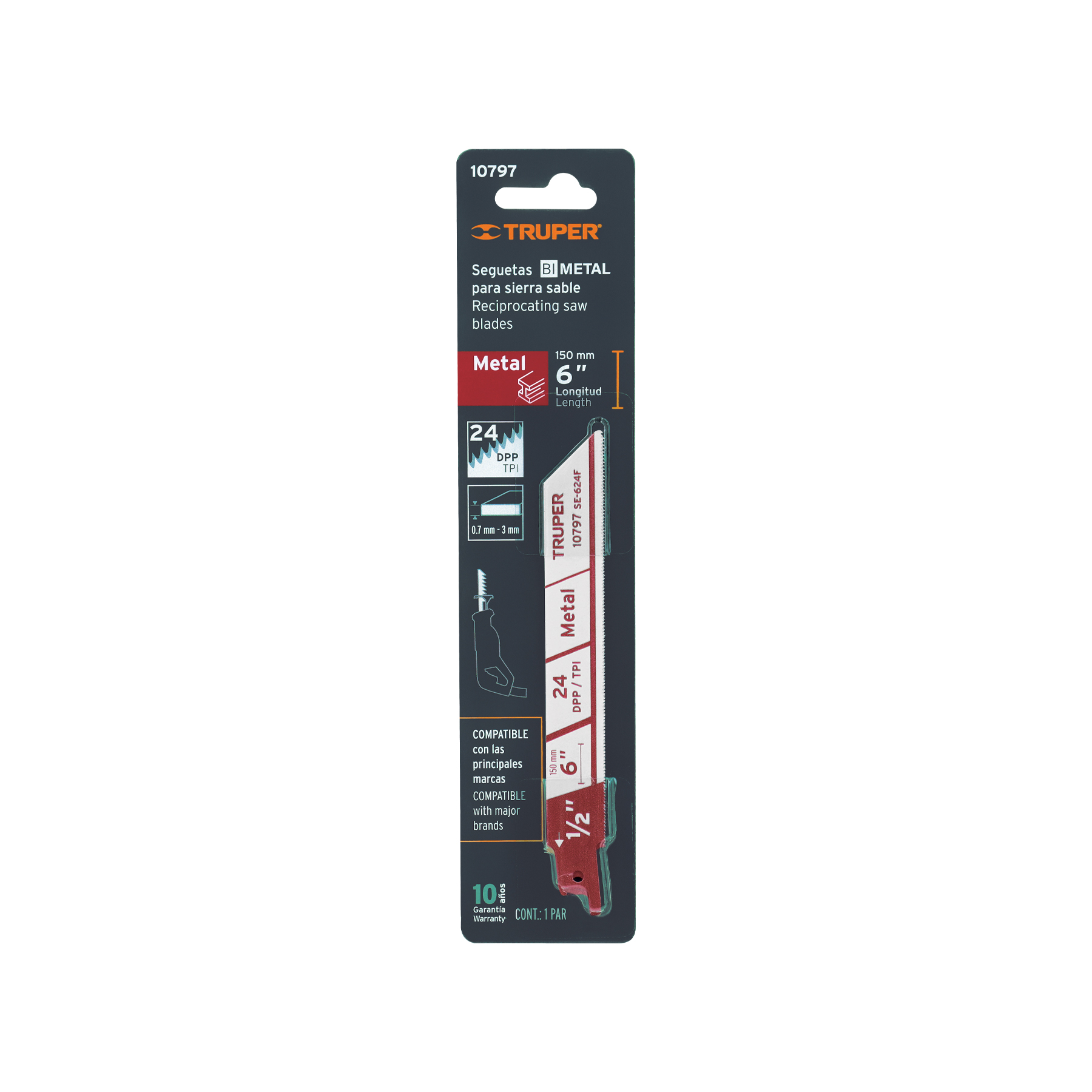 Blíster con 2 seguetas sierra sable 6' 24 DPP para metal - Imagen 2