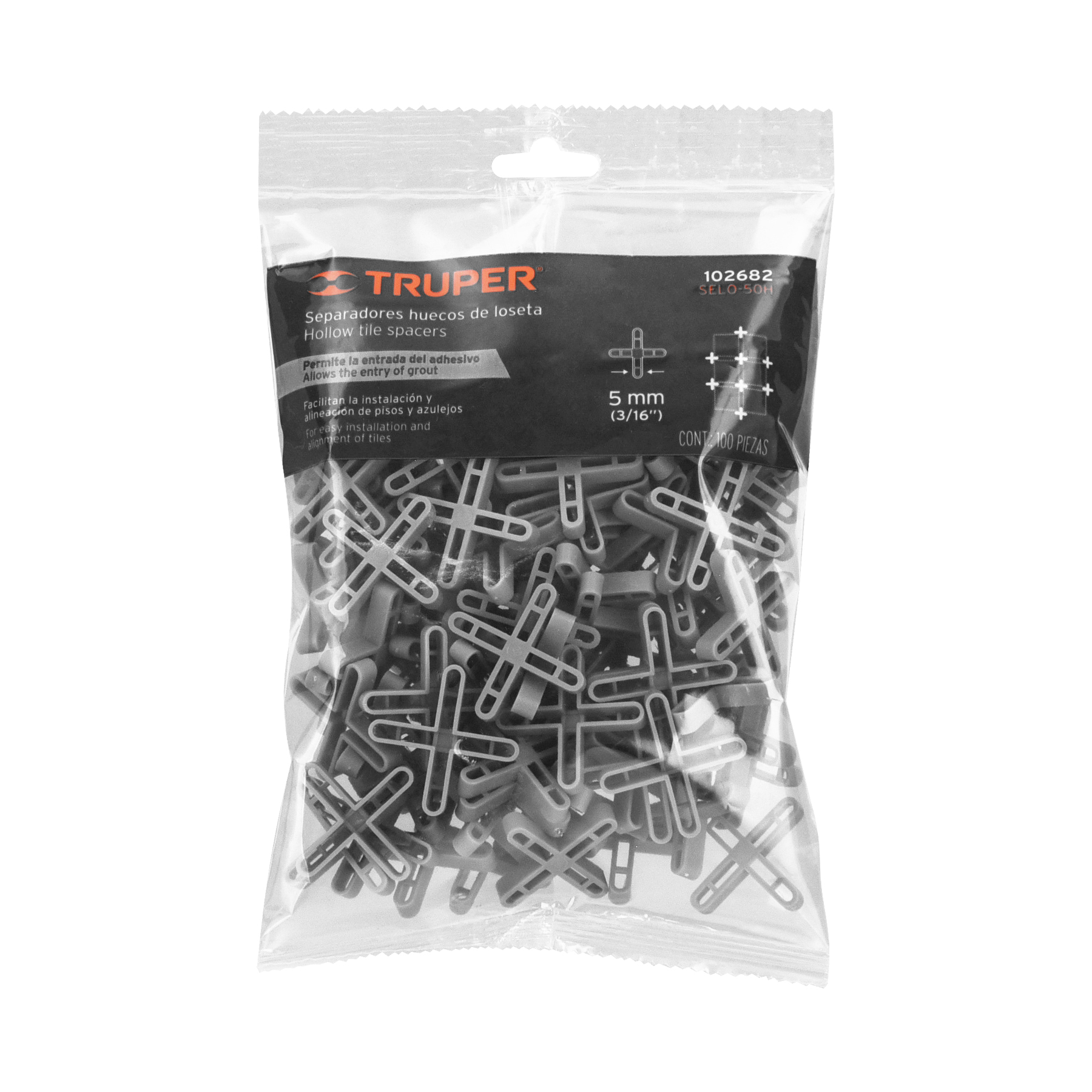 Bolsa con 100 separadores huecos de 5mm para losetas, TRUPER - Imagen 5