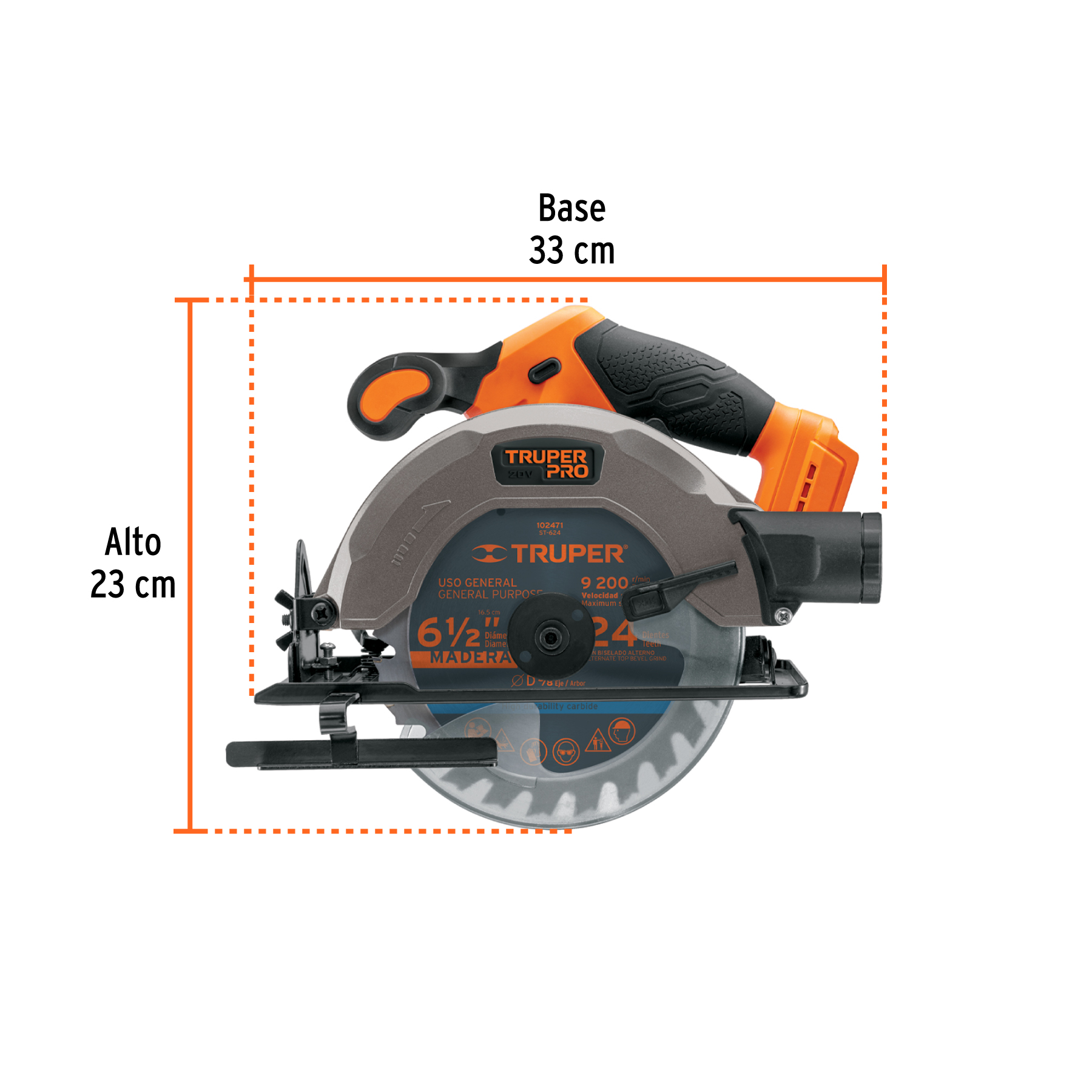 Sierra circular 6-1/2', 20V, sin accesorios, TRUPER PRO - Imagen 3