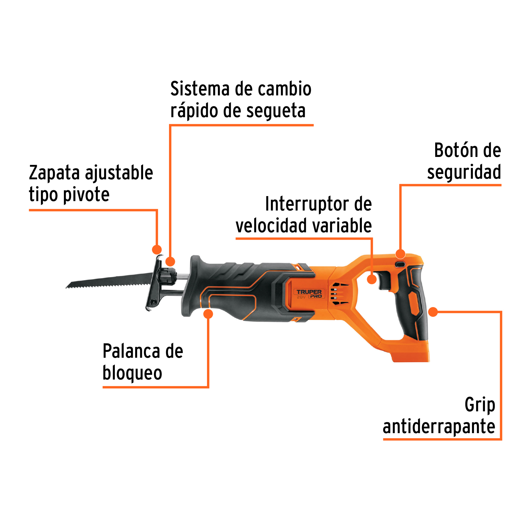 Sierra sable, 20V, sin accesorios, TRUPER PRO - Imagen 2