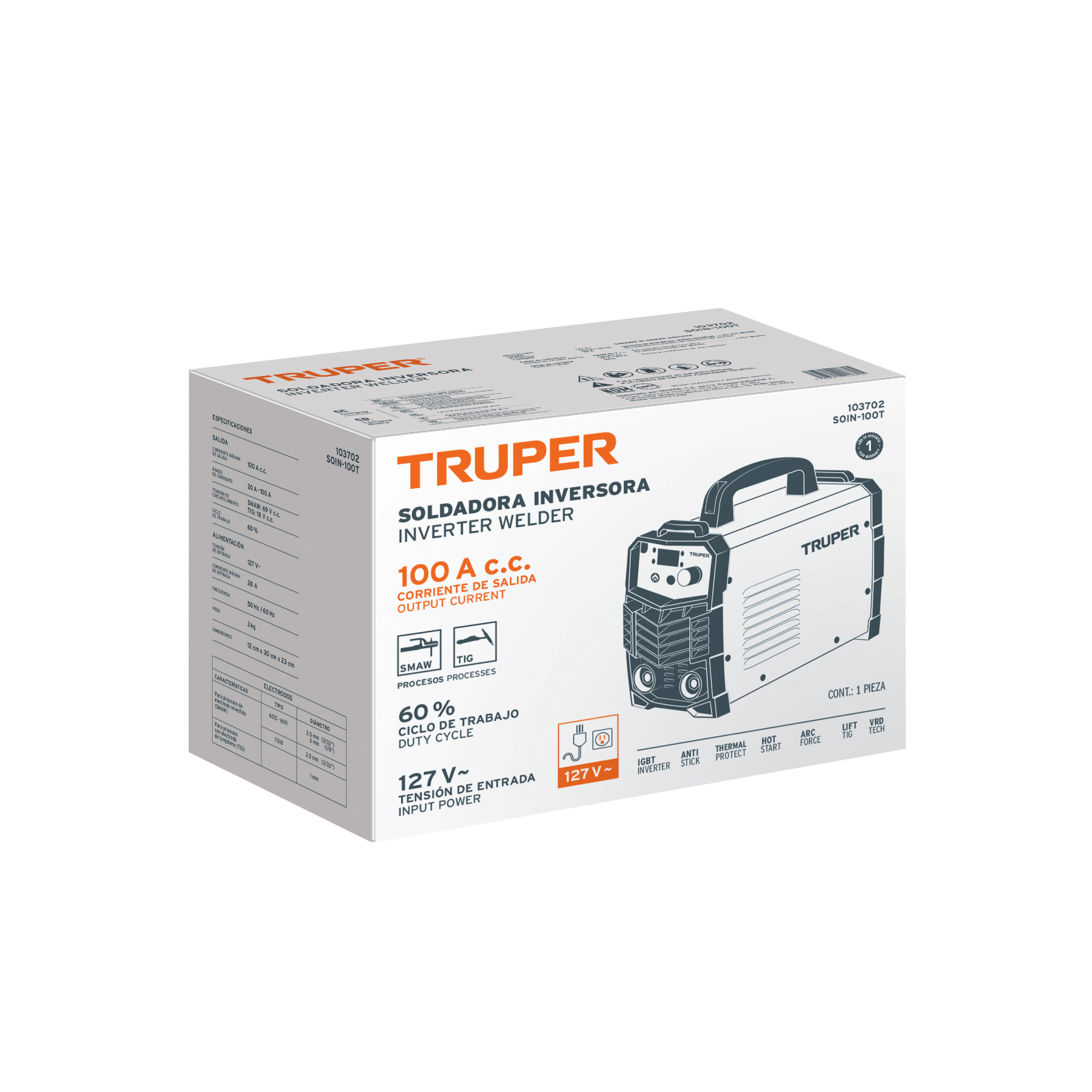 Soldadora inversora 100A, 127V, TRUPER - Imagen 7