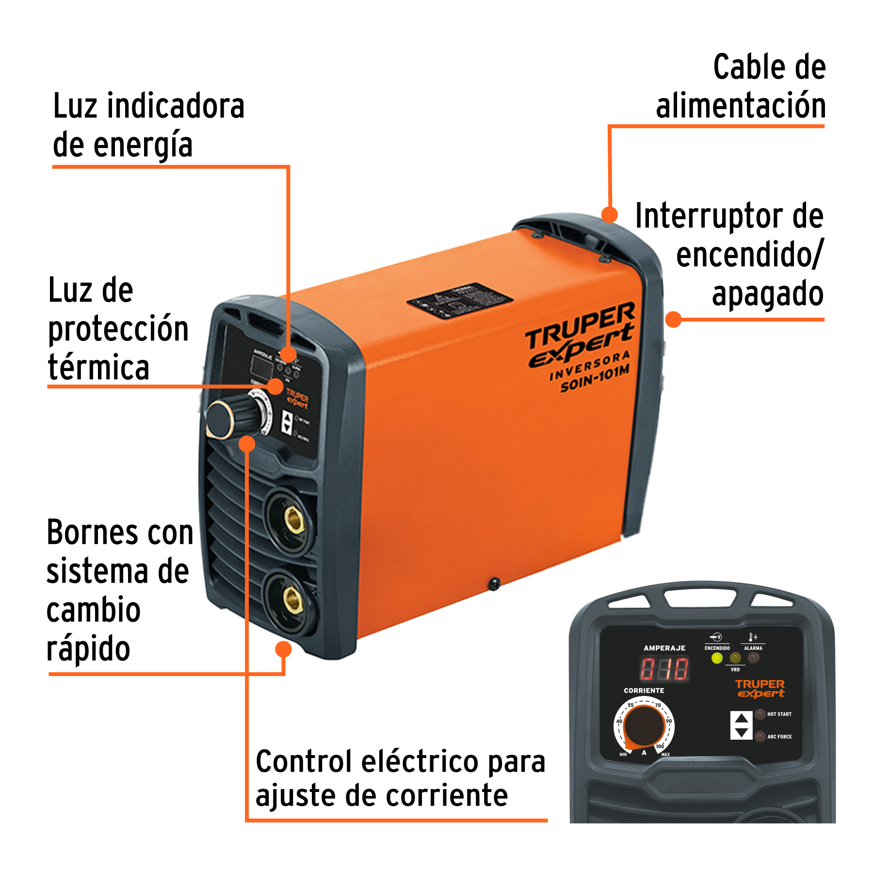 Mini soldadora inversora 100A, 127V, TRUPER EXPERT - Imagen 2