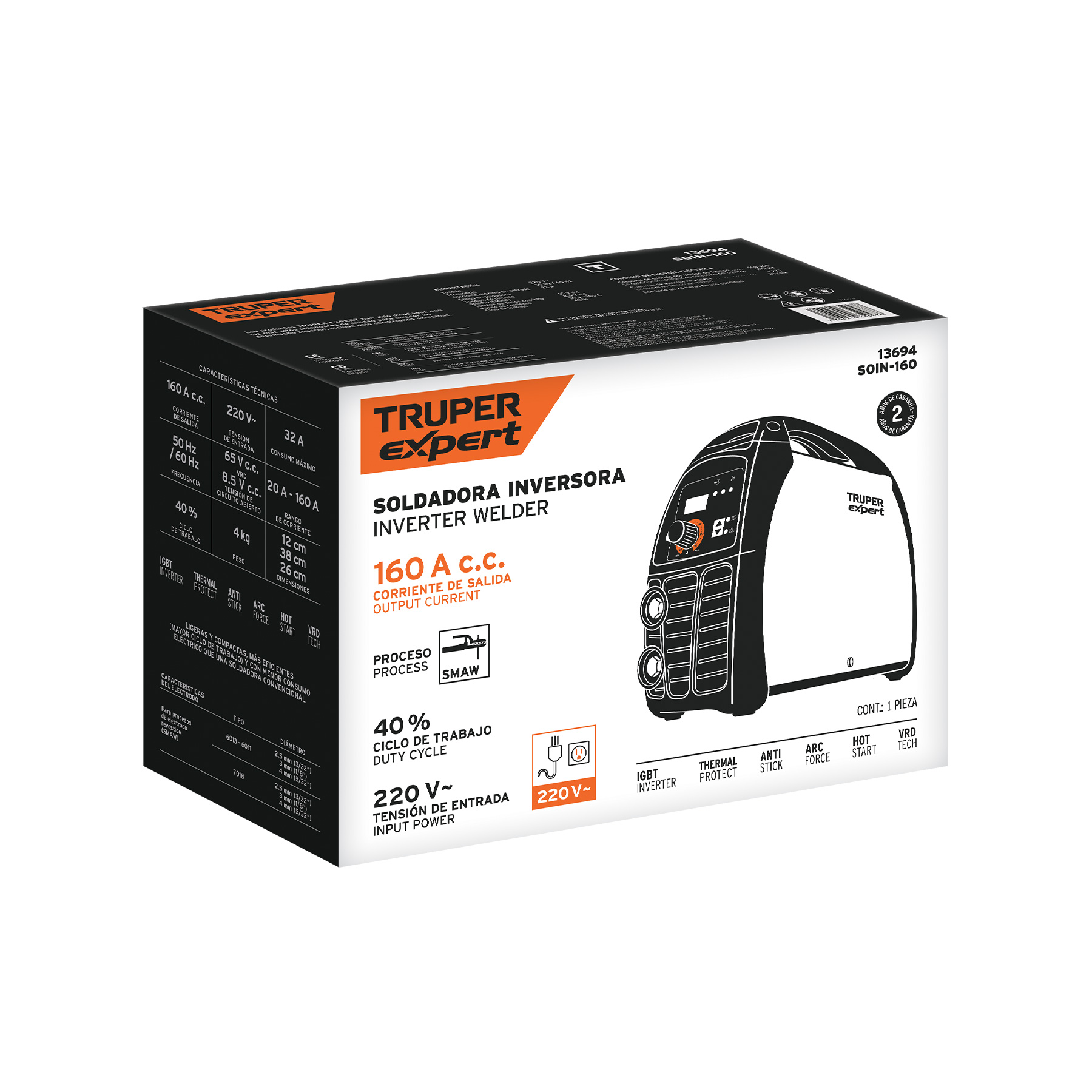 Soldadora inversora 160A, 220V, TRUPER EXPERT - Imagen 7