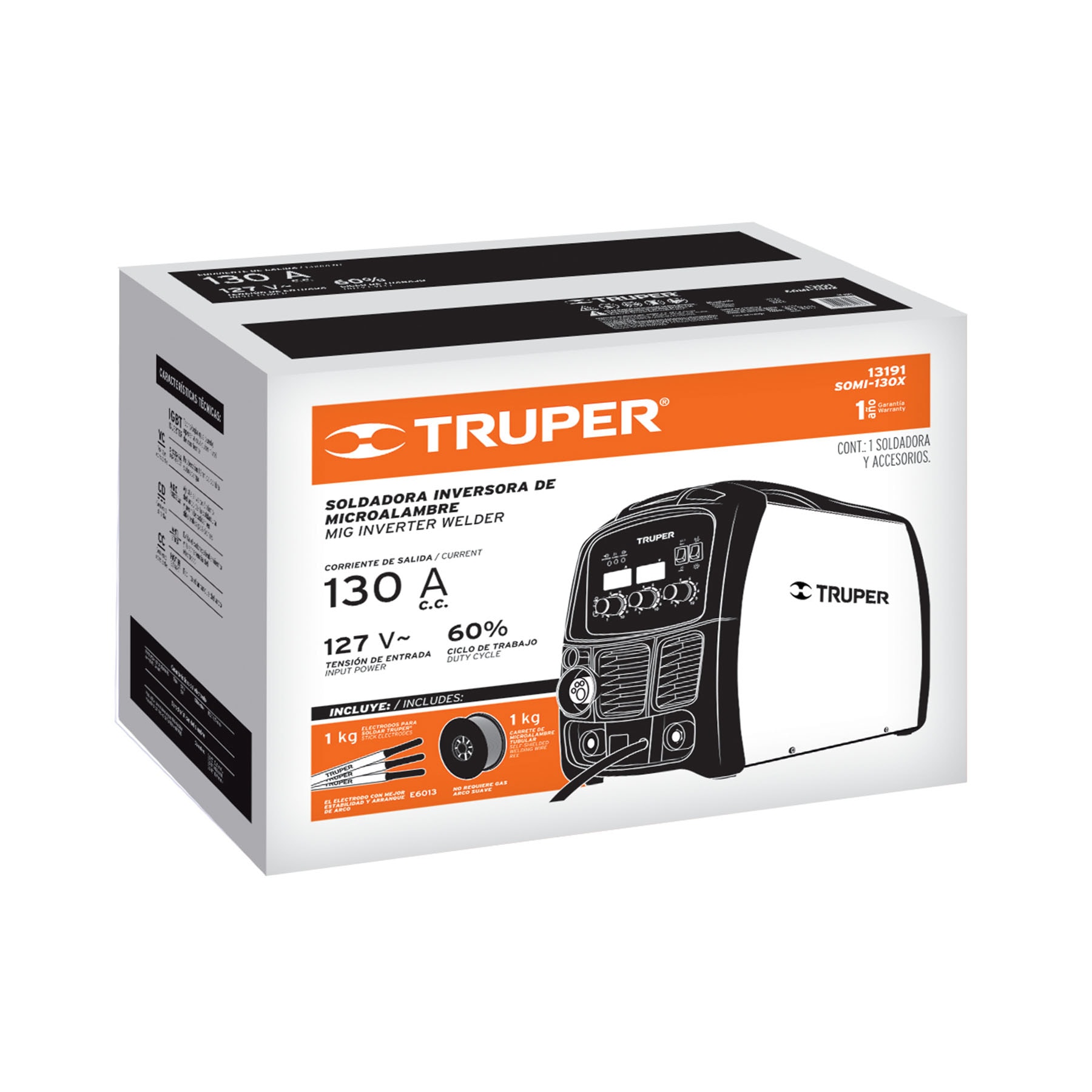 Soldadora para microalambre y electrodo, 130A, TRUPER - Imagen 7