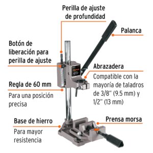 Soporte vertical para taladro 3/8'-1/2', TRUPER - Imagen 3
