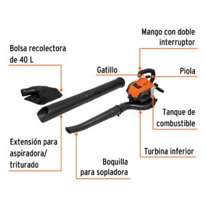 Sopladora / Aspiradora con motor de 26 cc a gasolina, TRUPER - Imagen 2