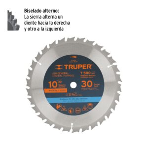 Alternative view of Disco sierra 10' para madera, 30 dientes centro 5/8', TRUPER