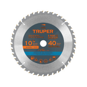 Disco sierra 10' para madera, 40 dientes centro 5/8', TRUPER