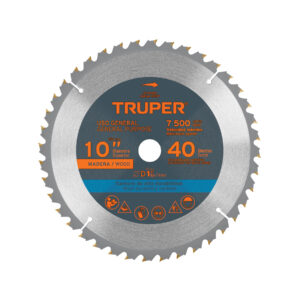 Disco sierra 10' para madera, 40 dientes centro 1', TRUPER