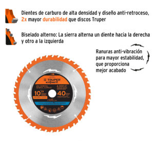 Alternative view of Disco sierra 10' para madera, 40 dientes centro 1', EXPERT