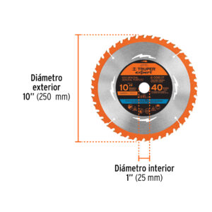 Disco sierra 10' para madera, 40 dientes centro 1', EXPERT - Imagen 3