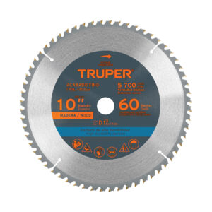 Disco sierra 10' para madera, 60 dientes centro 1', TRUPER