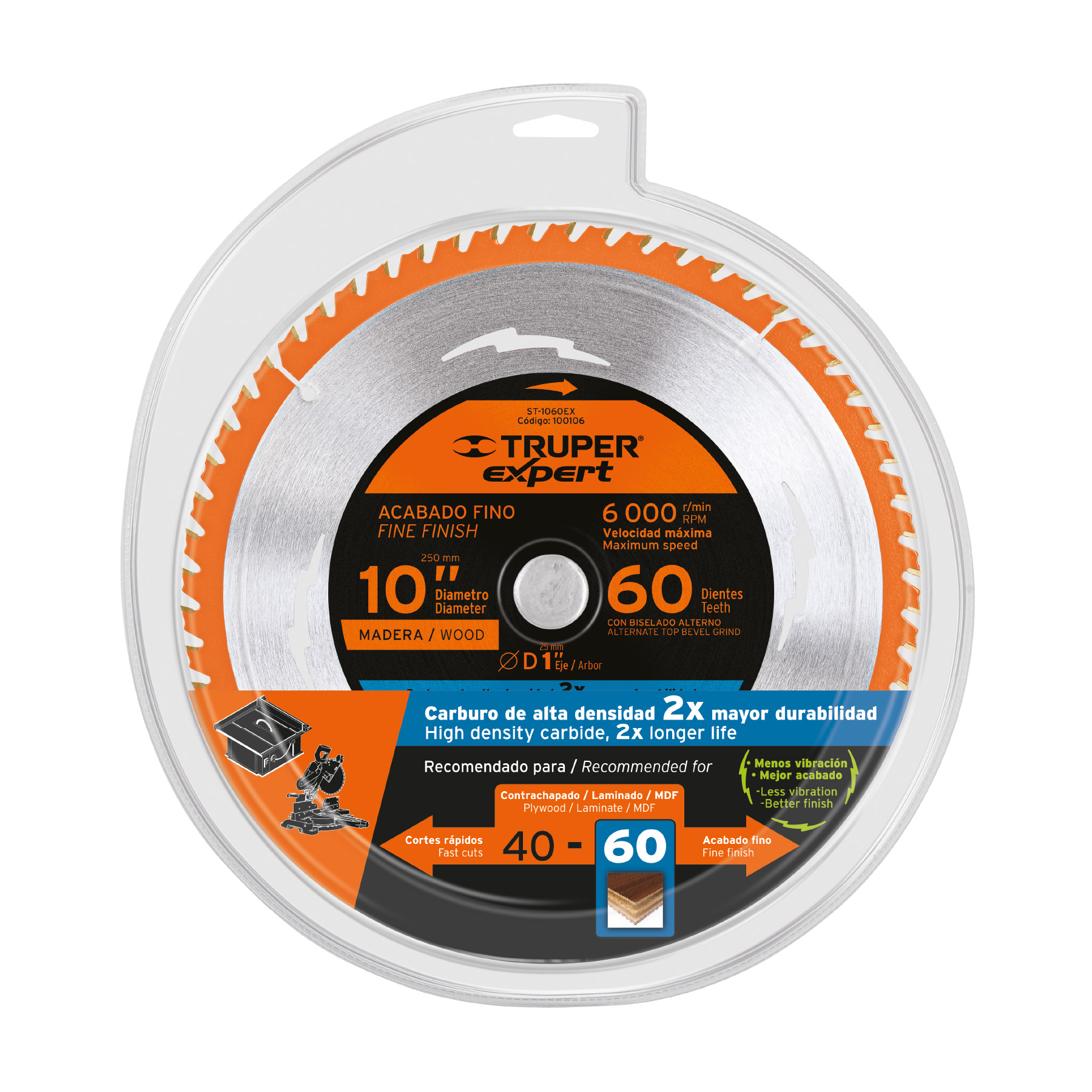 Disco sierra 10' para madera, 60 dientes centro 1', EXPERT - Imagen 4