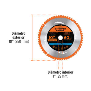 Disco sierra 10' para madera, 60 dientes centro 1', EXPERT - Imagen 3
