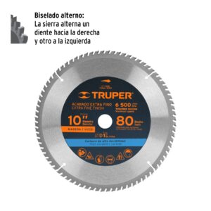 Alternative view of Disco sierra 10' para madera, 80 dientes centro 1', TRUPER