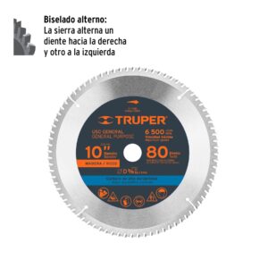 Alternative view of Disco sierra 10' para madera, 80 dientes centro 5/8', TRUPER