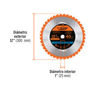 Disco sierra 12' para madera, 40 dientes centro 1', EXPERT - Imagen 3