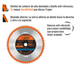 Alternative view of Disco sierra 12' para madera, 60 dientes centro 1', EXPERT