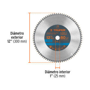 Alternative view of Disco sierra 12' para aluminio, 80 dientes centro 1', TRUPER
