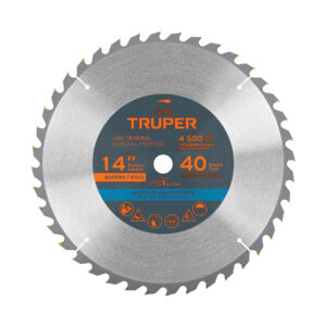 Disco sierra 14' para madera, 40 dientes centro 1', TRUPER