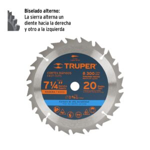 Alternative view of Disco sierra 7- 1/4' para madera, 20 dientes centro 5/8'