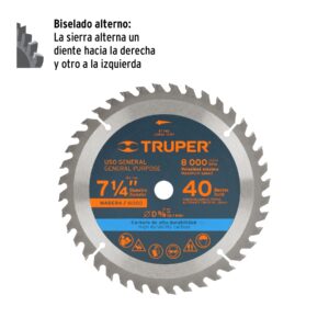 Alternative view of Disco sierra 7- 1/4' para madera, 40 dientes centro 5/8'