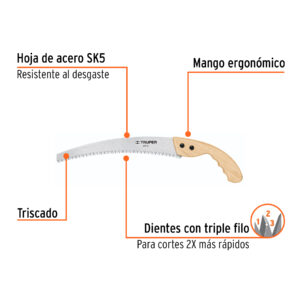 Alternative view of Serrucho de poda 12',hoja curva,6 DPP, mango madera, TRUPER