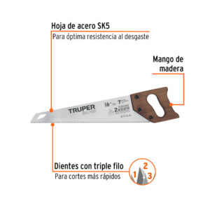 Alternative view of Serrucho Rapid 18', 7 DPP, mango de madera, TRUPER