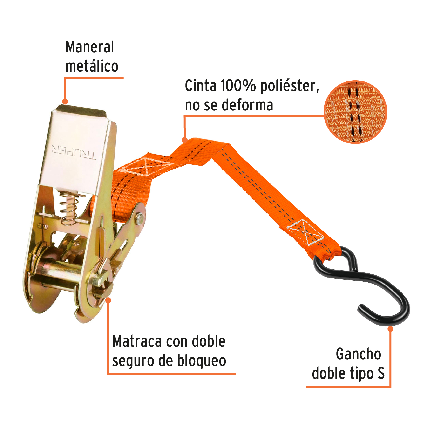 Juego de 2 sujetadores con matraca, carga máxima 408 kg - Imagen 3
