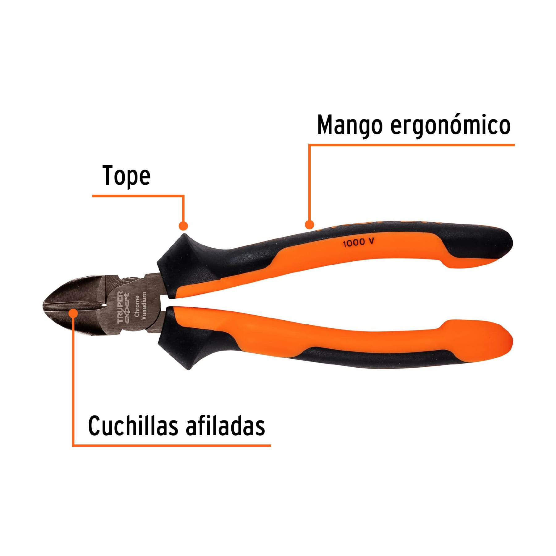 Pinza corte diagonal 7' alta palanca, Comfort Grip, EXPERT - Imagen 2
