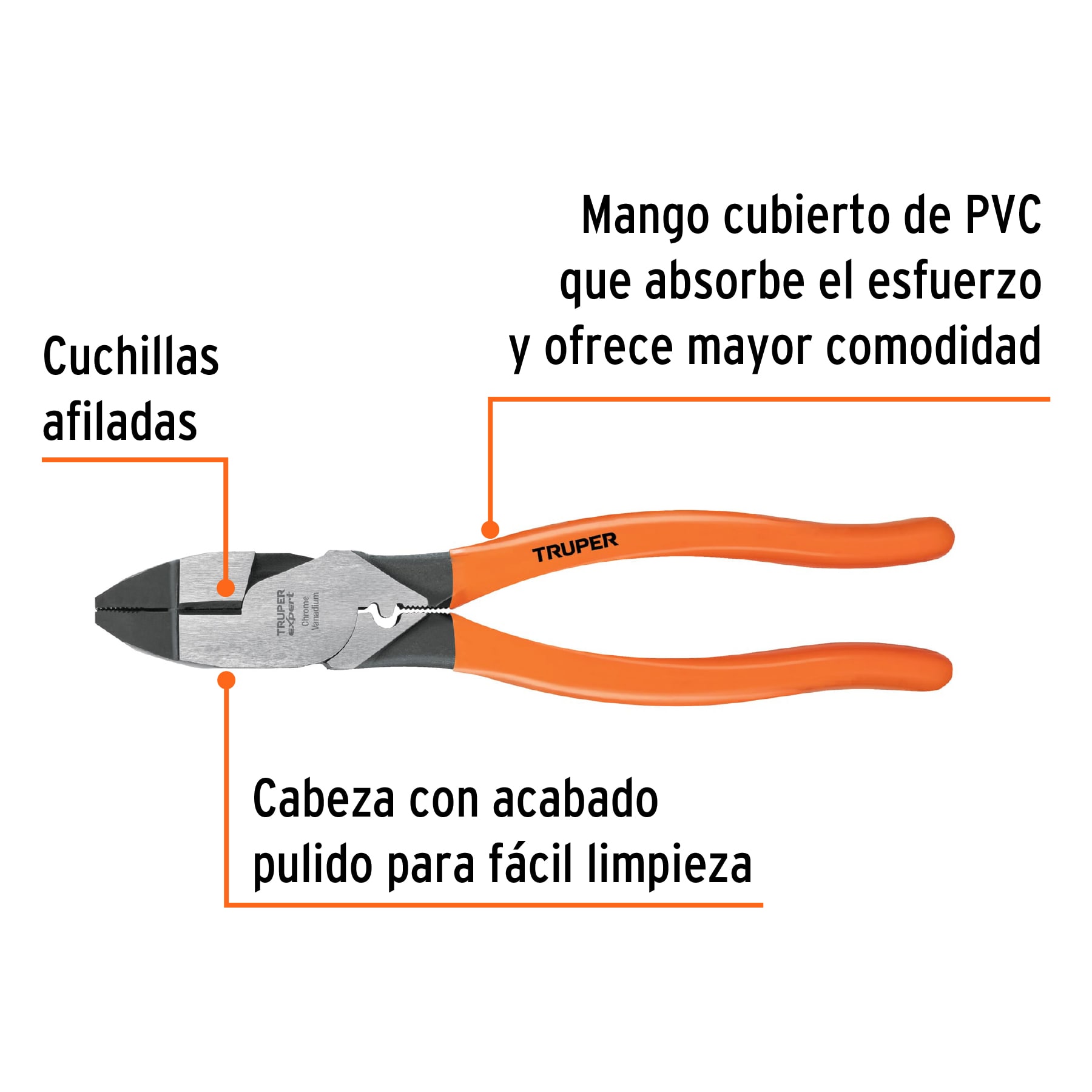 Pinza para electricista 9' c/ponchador de terminales, EXPERT - Imagen 2