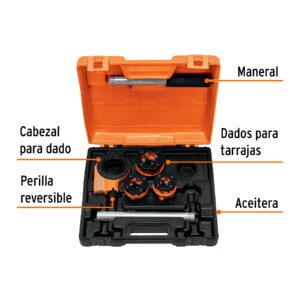 Alternative view of Juego de 4 tarrajas para tubo de 1/2' a 1', TRUPER
