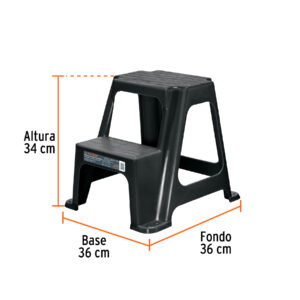 Taburete ligero de plástico, 2 peldaños - Imagen 3