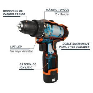 Alternative view of Taladro/destornillador compacto 3/8', 12V, 1 bat 2Ah, PRO