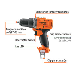 Alternative view of Taladro/destornillador 1/2', 20V, sin accesorios, TRUPER PRO