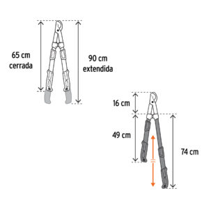 Tijera para ramas altas, mangos extensibles, TRUPER - Imagen 4