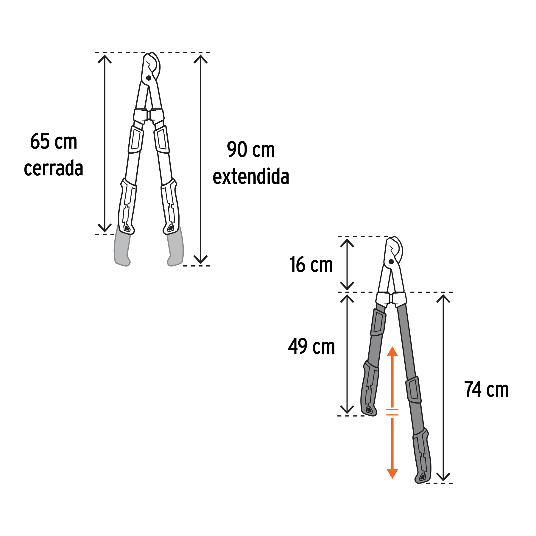 Tijera para ramas altas, mangos extensibles, TRUPER - Imagen 4